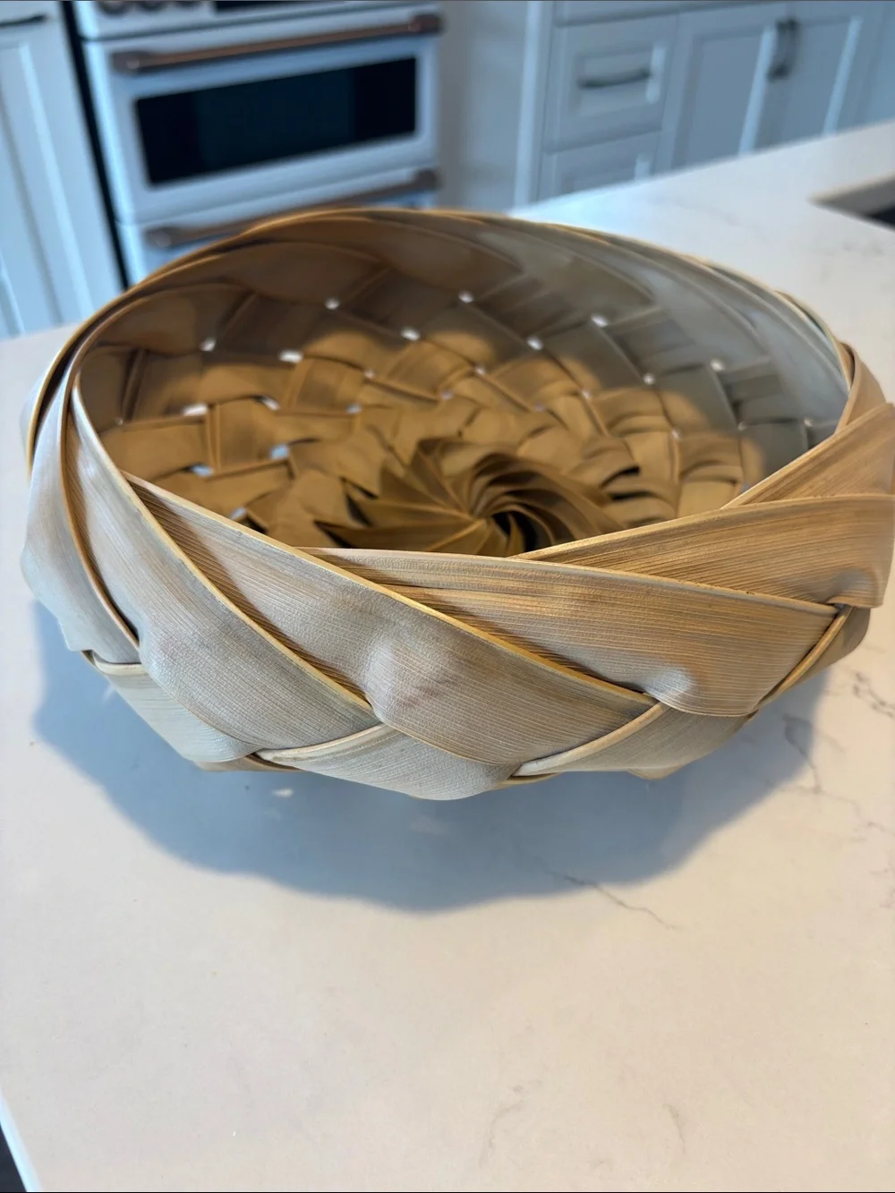 Vintage Handwoven Palm Leaf Basket